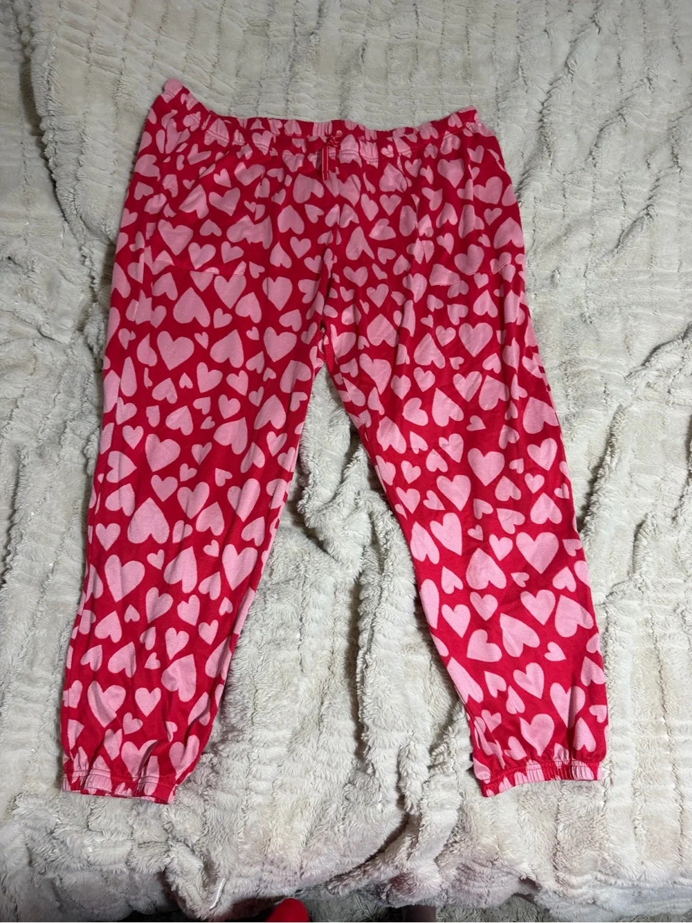 Pink Heart-Print Pajama Pants